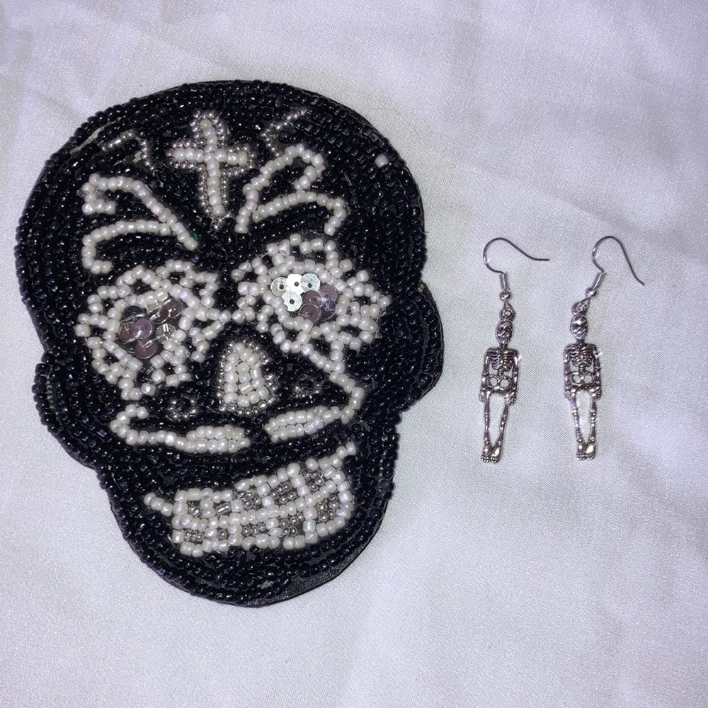 Dia De Los Muertos Skeleton Sliver Drop Earrings 💀